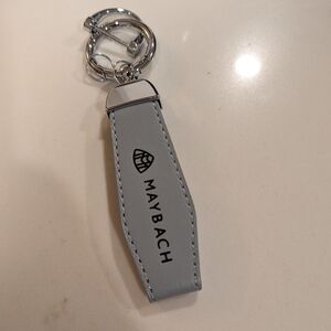 Gray Leather Keychain